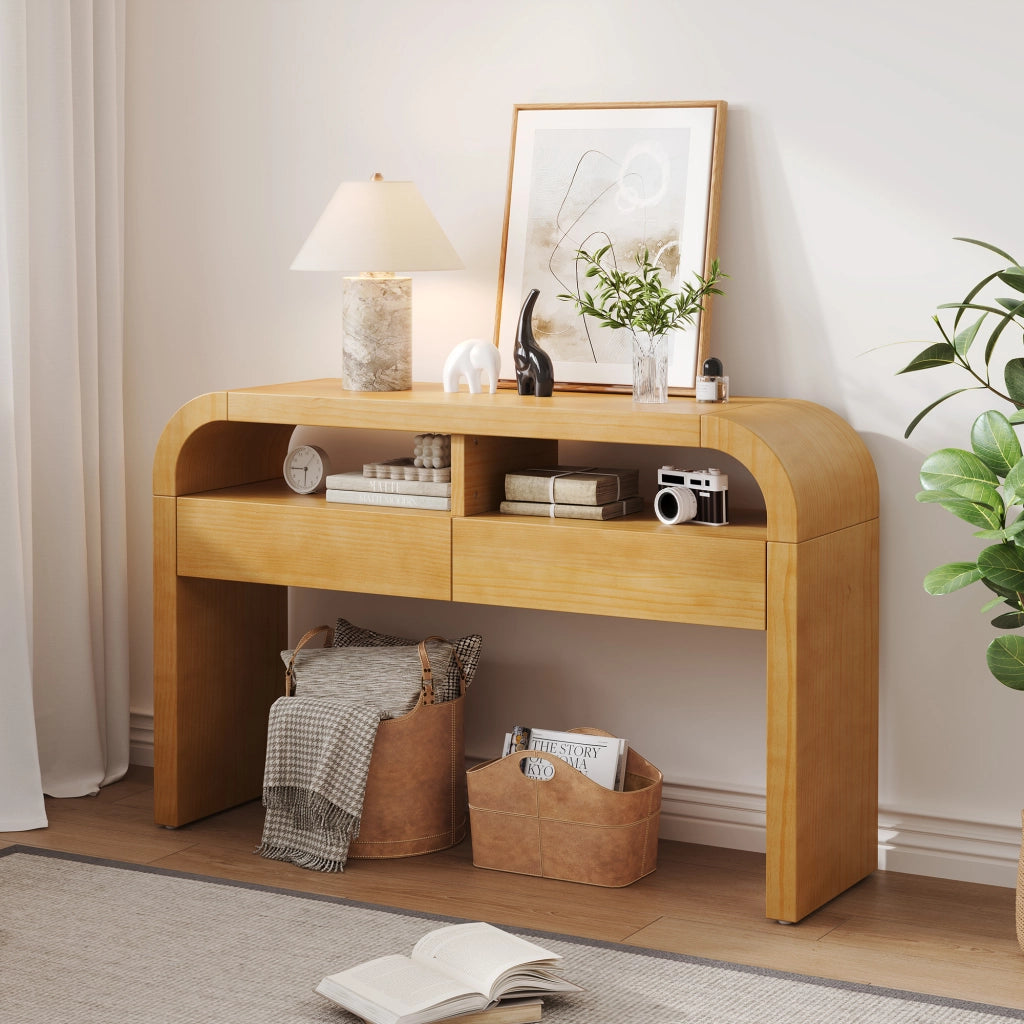Consolle Ingresso con Cassetti e Ripiani ¨C Xylo ¨C Slim, Legno, Naturale