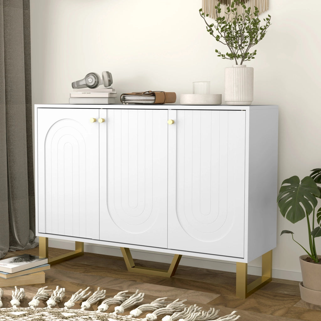 Buffet per soggiorno con ante e ripiano regolabile ¨C zephmum ¨C 106.5x35x77.5 cm, bianco