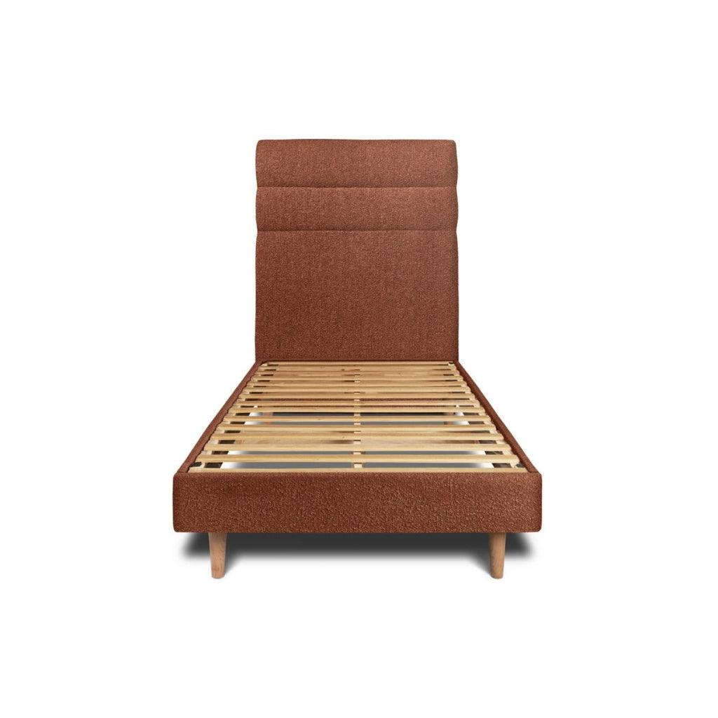 Letto 90x190 cm con testiera in linea - tessuto bouclé