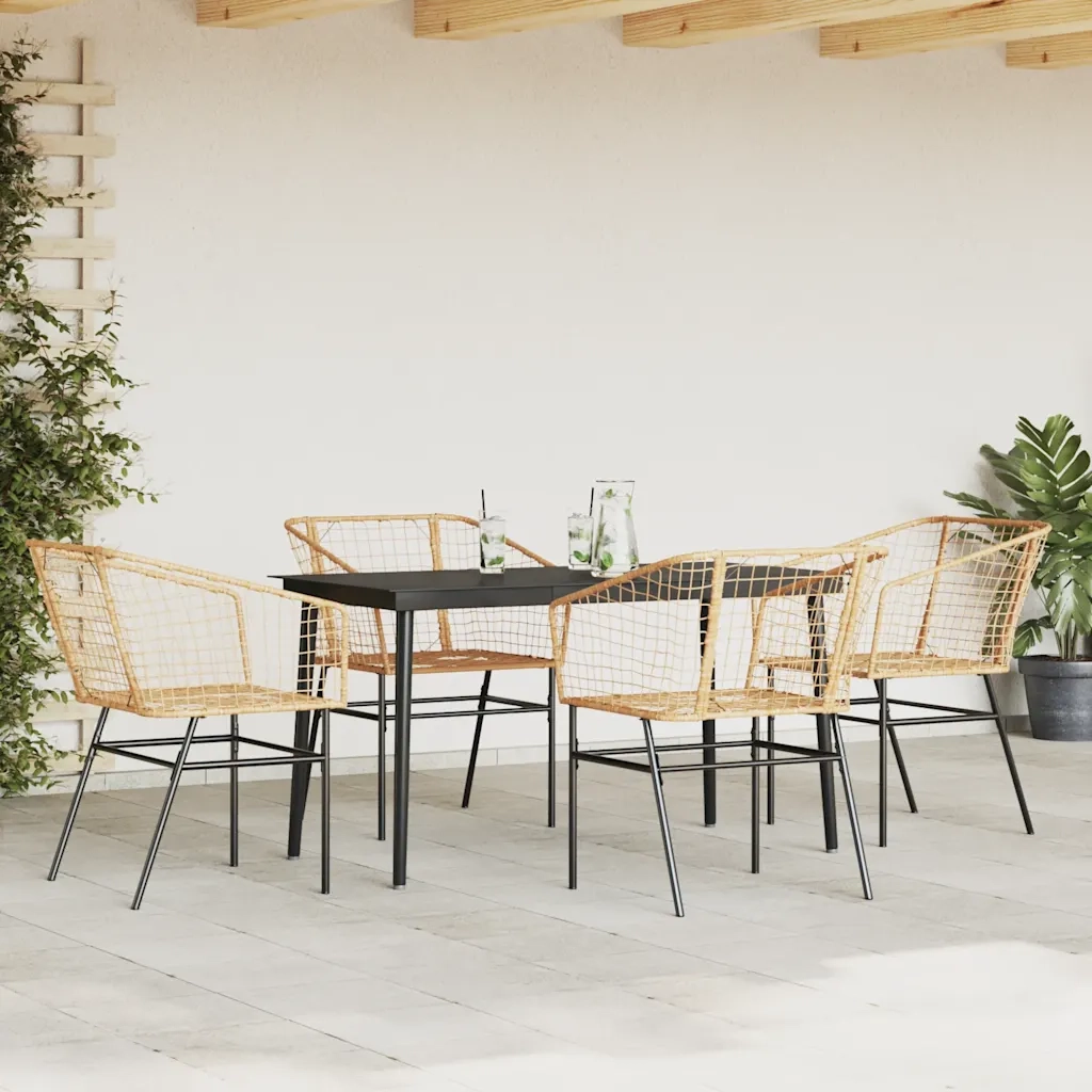 Set da Pranzo da Giardino 5pz Polyrattan Vetro 3334494
