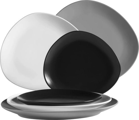 Set da tavolo in ceramica Glendale, 26 centimetri, nero/bianco/grigio