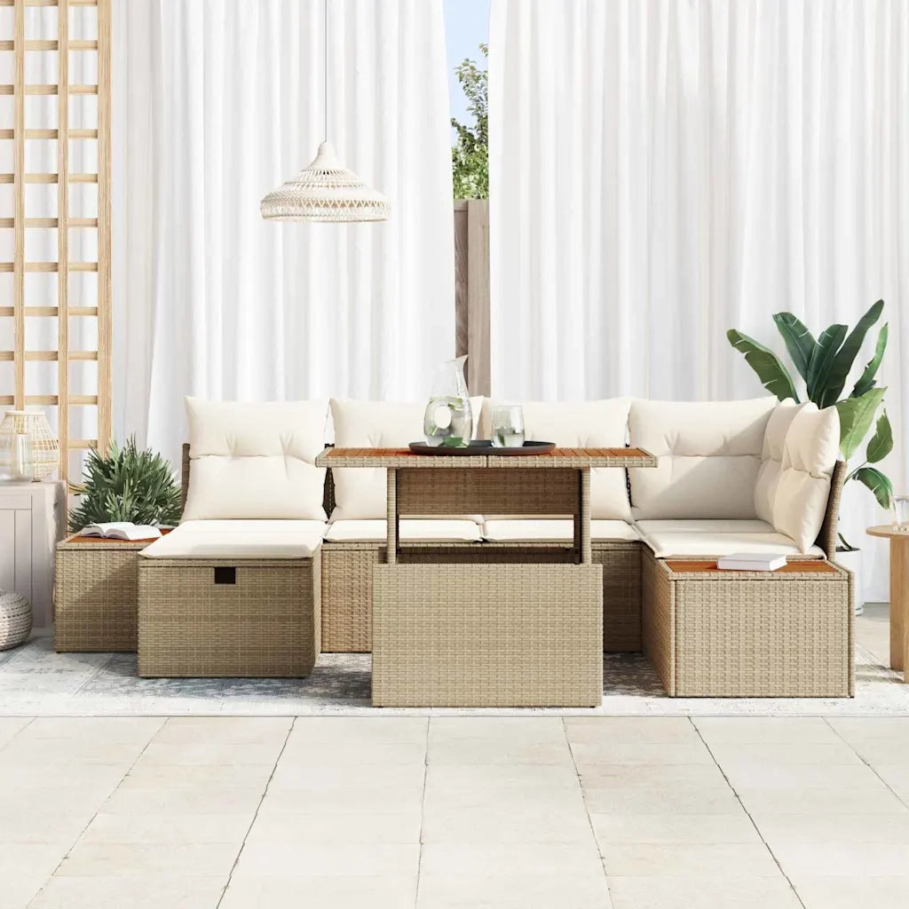 Set Divano da Giardino 7 pcs Beige polyrattan 3361413