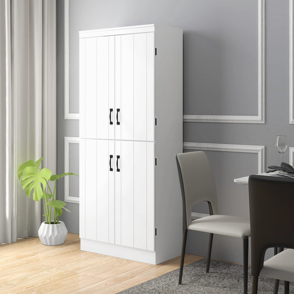 Armadio Buffet con 4 Porte e 6 Ripiani ¨C zephmum ¨C Bianco 76x40x177 cm