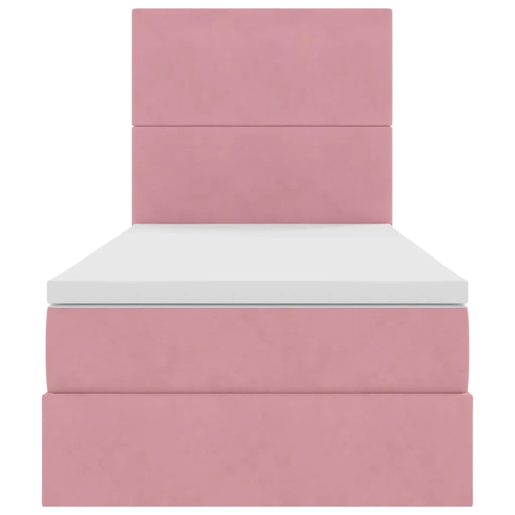 Letto con contenitore e materasso Rosa 90 x 190 cm Velluto