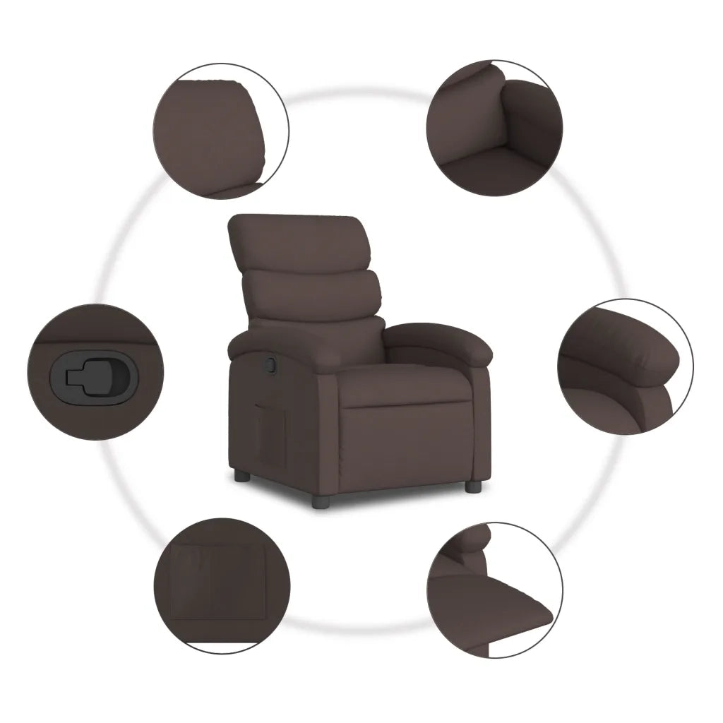 Poltrona Reclinabile Marrone Scuro in Tessuto 371694