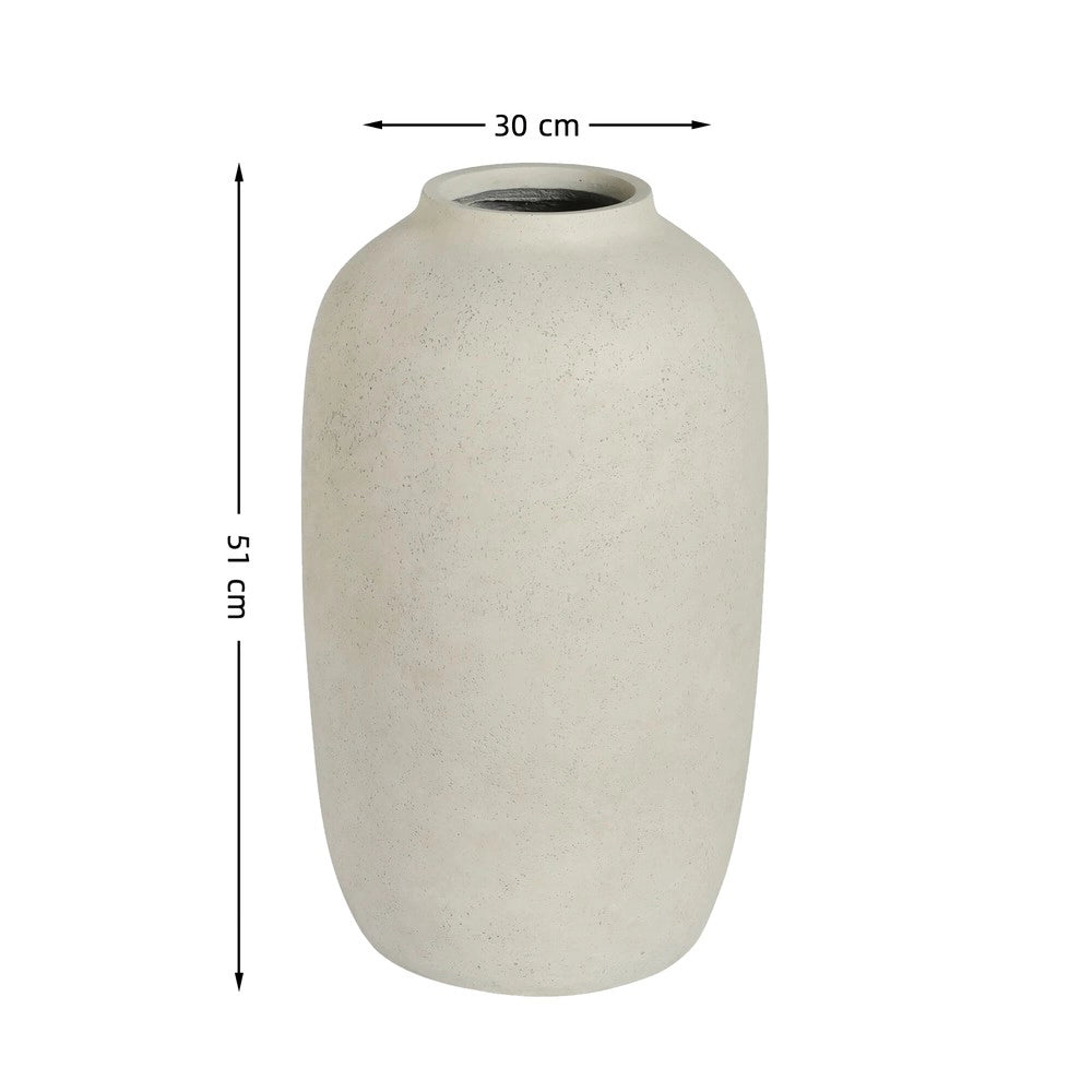 Vaso Rotondo da Giardino Handmade ¨C Xylo ¨C Cemento, Bianco, 30x51 cm