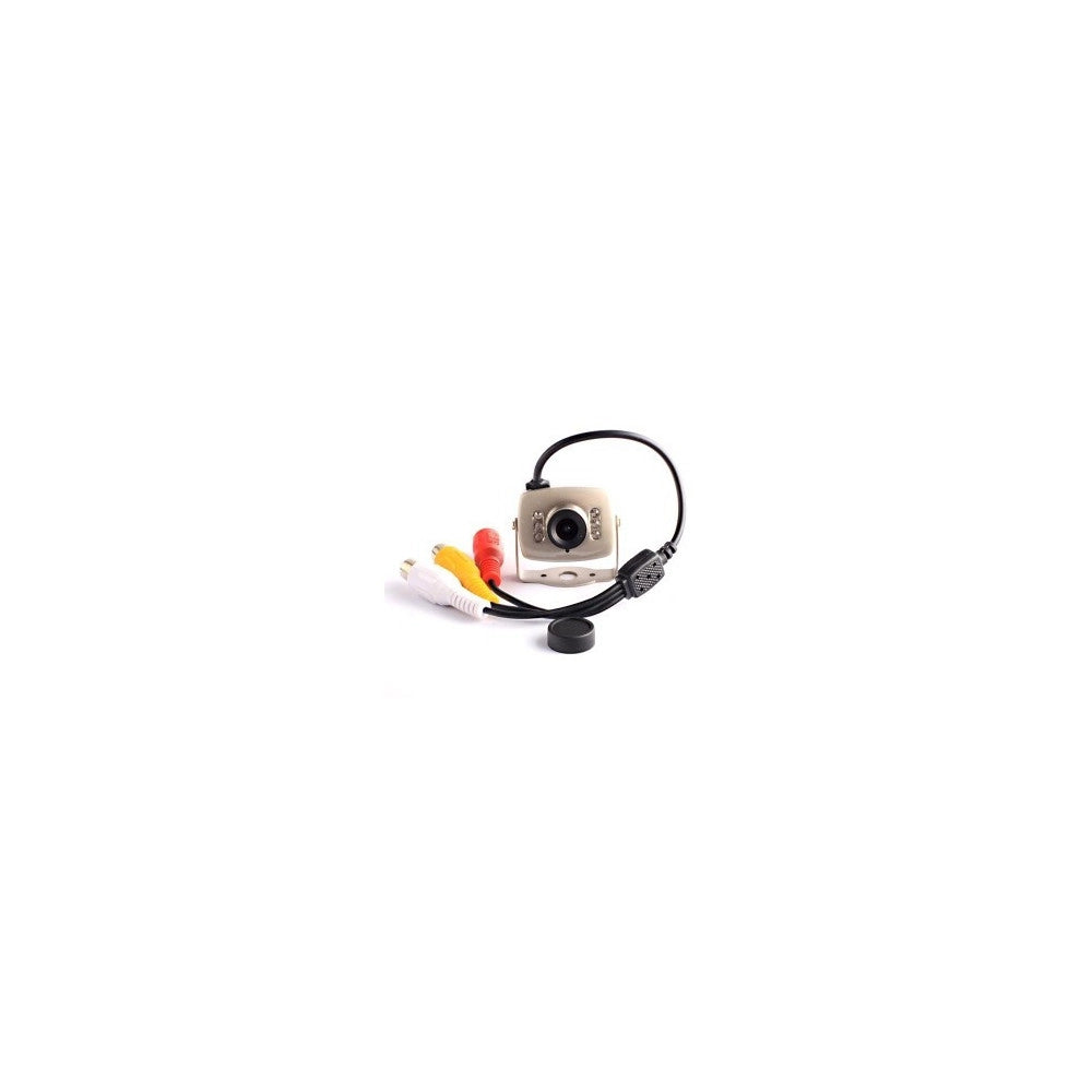Trade Shop - Mini Micro Telecamera Camera A Colori 6 Led Ir Rca Audio Video Microfono Staffa -