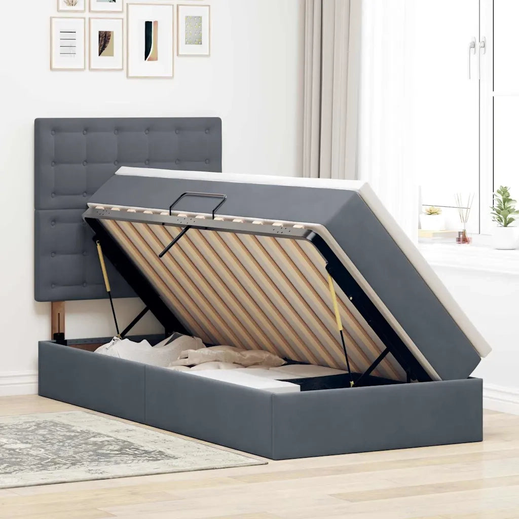 Letto con contenitore e materasso Grigio scuro 90 x 200 cm 3372124