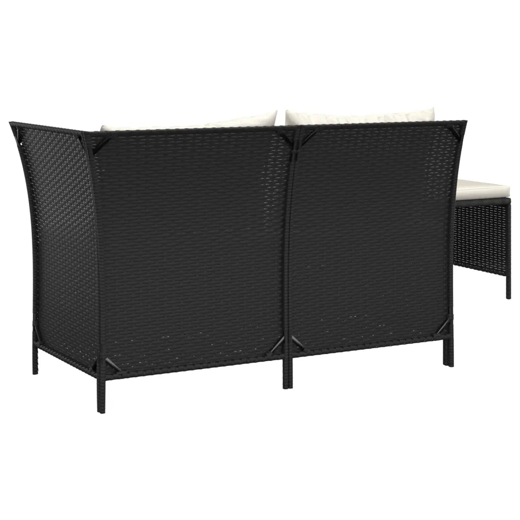 Set Divani da Giardino 3 pz con Cuscini Nero in Polyrattan 319692