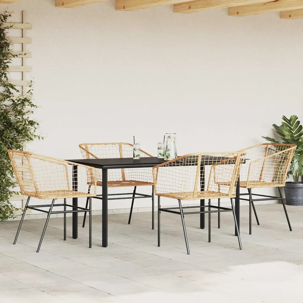 Set da Pranzo da Giardino 5pz Polyrattan Vetro 3334593