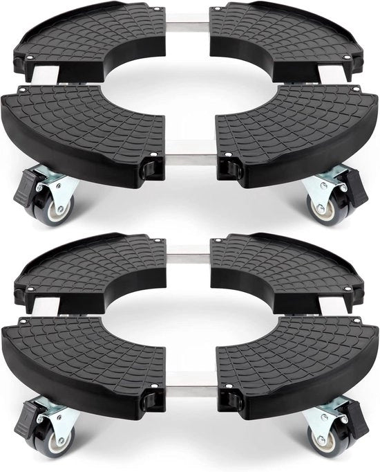Carrello per piante con ruote - carico pesante - 2 pezzi - nero