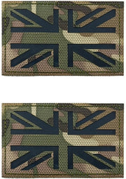 Camuffabustine 2 pezzi - Disegno a forma di Union Jack - Materiale in tessuto resistente - Dimensioni 8 x 5 cm - Patch decorativo - Patch