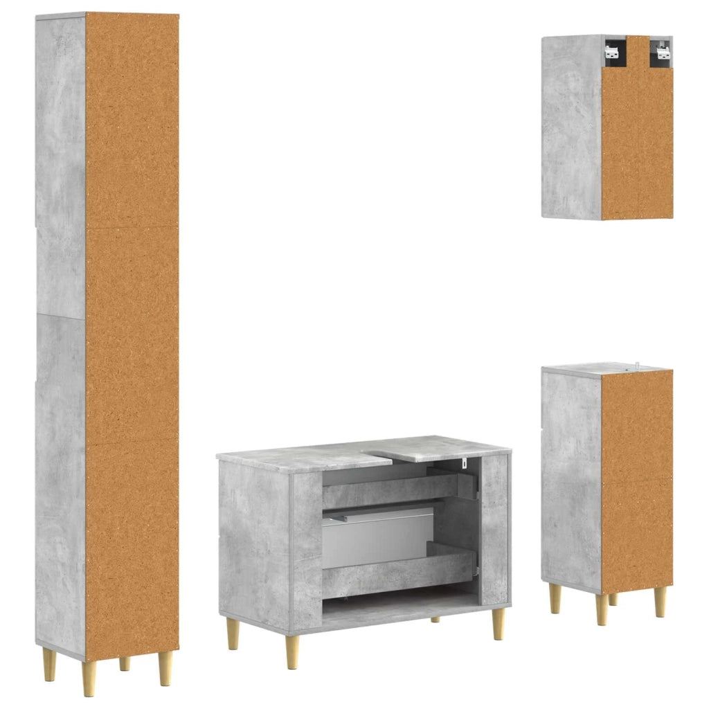Set di Mobili da Bagno da 4 Pezzi DELFT Grigio Cemento 3417948