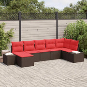 Set Divano da Giardino 7 pz Marrone e Rosso polyrattan 3355823