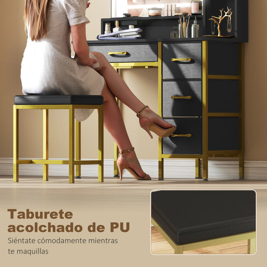 Cassettiera con Specchio e Luci LED ¨C Zephmum ¨C Nero