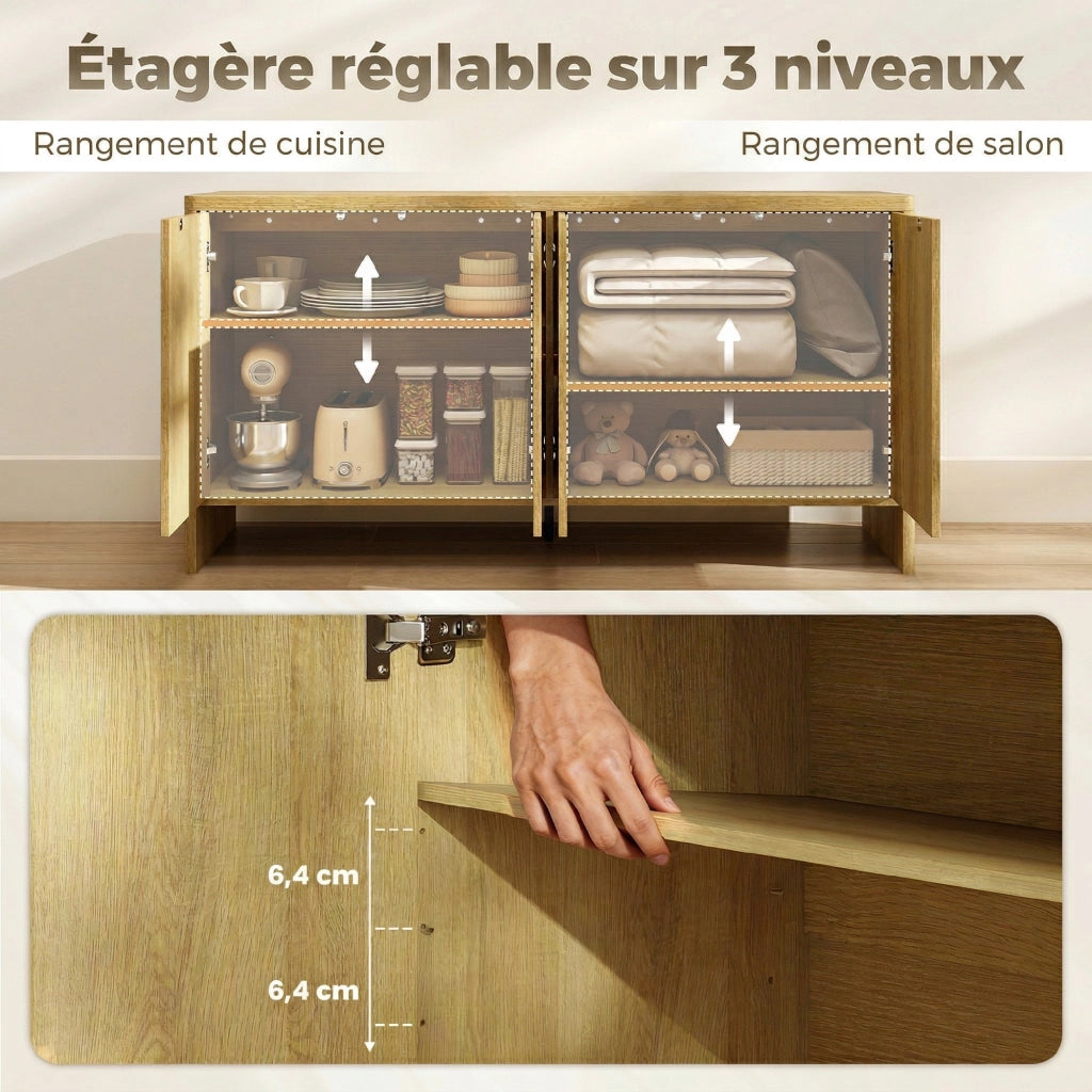 Credenza con 4 ante ¨C Minimal ¨C quercia 147x40x77