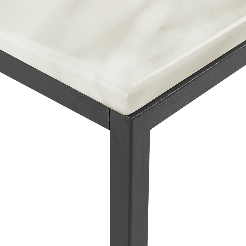 Tavolino Gambe in Metallo Effetto Marmo Nero 100 x 60 cm Rettangolare Industrial Glam