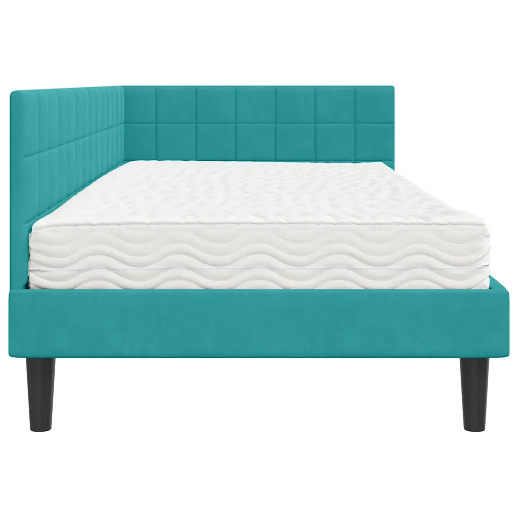 Struttura Letto Angolare con Materasso Turchese 90 x 190 cm 3393976