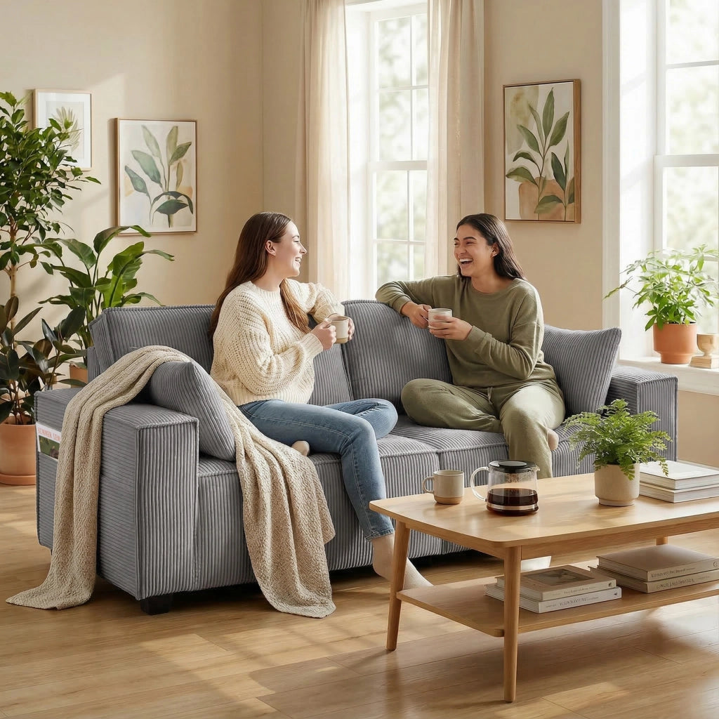 Divano 3 posti in tessuto ¨C Minimal ¨C grigio chiaro
