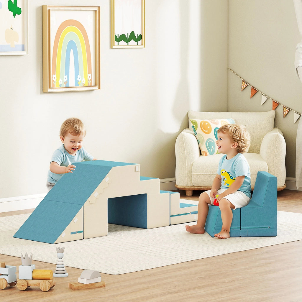 Blocchi da gioco morbidi per bambini ¨C zephmum ¨C beige e blu