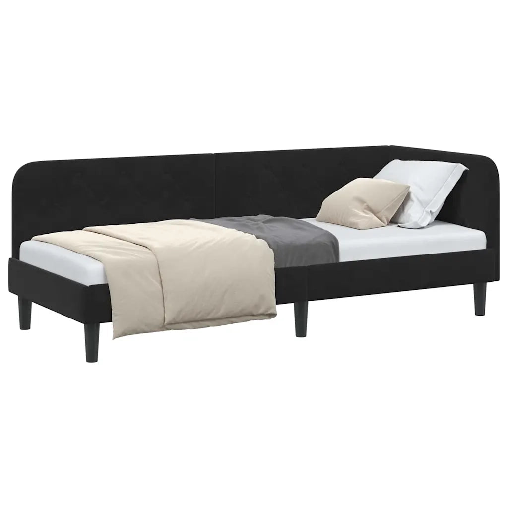 Cornice del letto ad angolo Nero 80 x 200 cm Velluto
