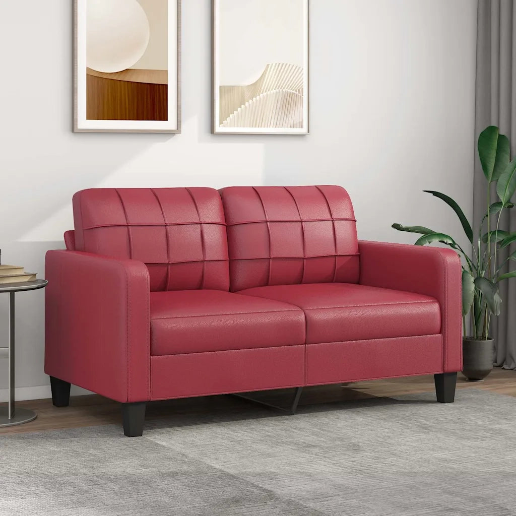 Divano a 2 Posti-Sofa 2 Posti Rosso Vino 140 cm in Similpelle 312412