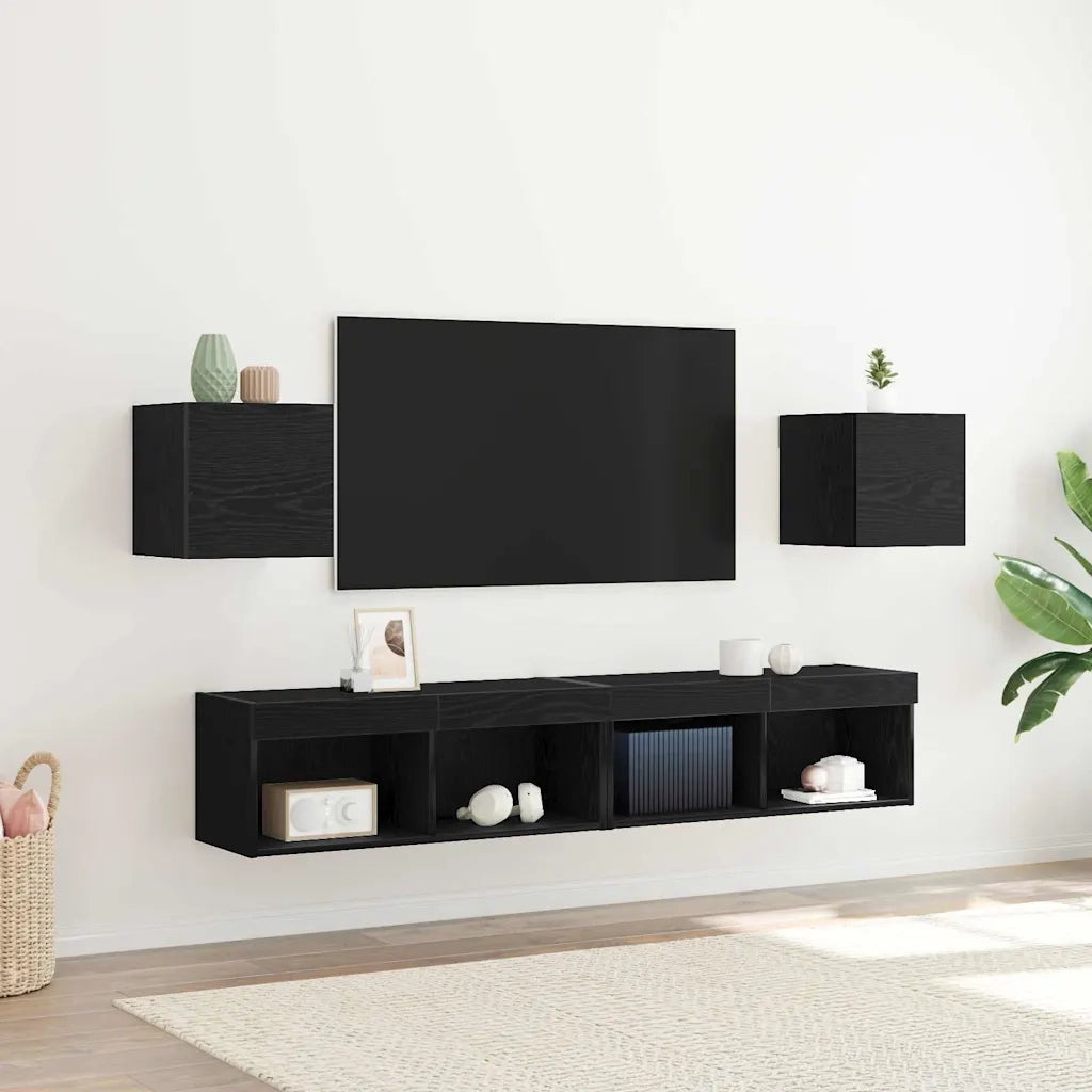 Mobile TV da parete 2 pcs Rovere Nero 30,5 x 30 x 30 cm 862577