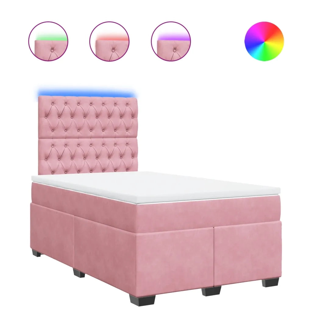 Giroletto a Molle con Materasso Rosa 120x200 cm in Velluto