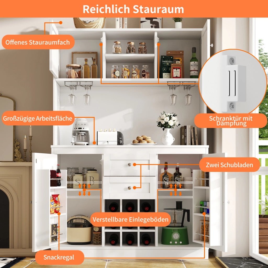 Credenza Buffet con Ripiani, Ante e Cassetti ¨C Xylo ¨C Bianco, Legno