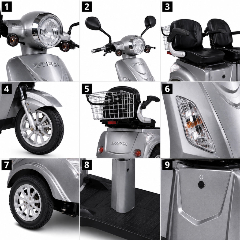 Scooter Z-TECH ZT-18 "TRILUX 3.0" 3 RUOTE 2 Posti Differenziale Anziani-Grigio