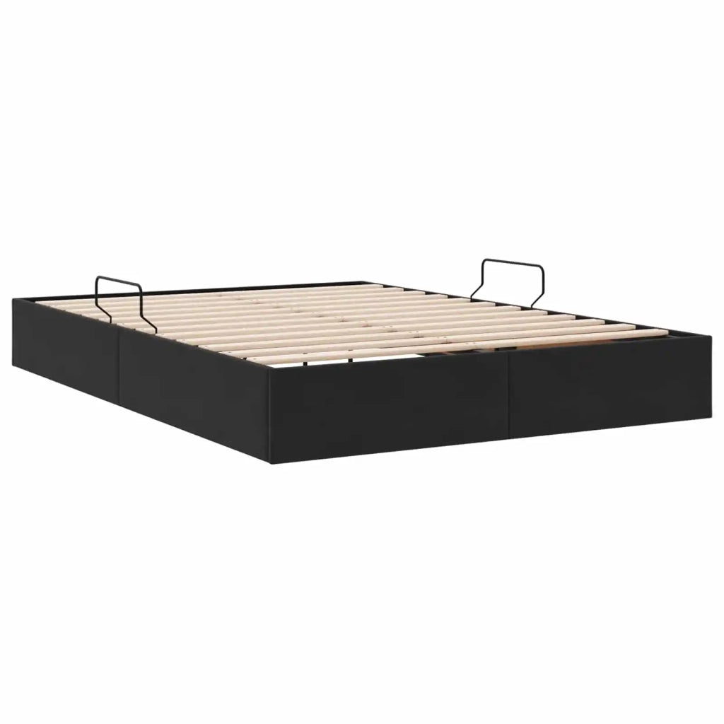 Letto ottomano con archiviazione Nero 140 x 200 cm Velluto 3442888