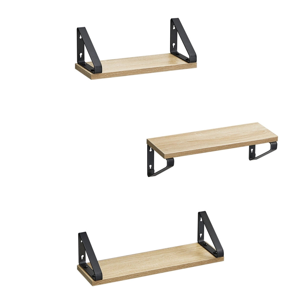 Set di 3 Mensole Sospese Sonoma in Acciaio e Legno
