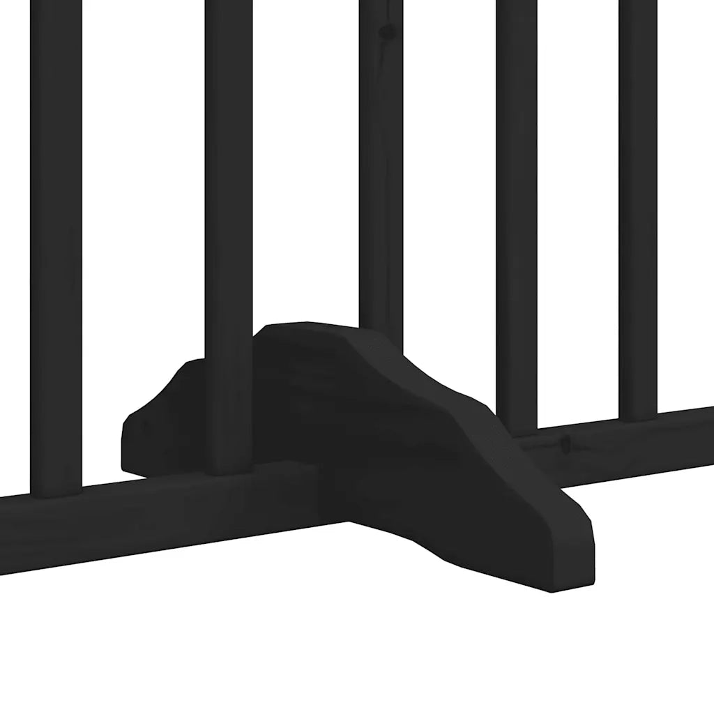 Cancello Cani Porta Pieghevole Nero 10 Pannelli 800 cm Pioppo 3155631