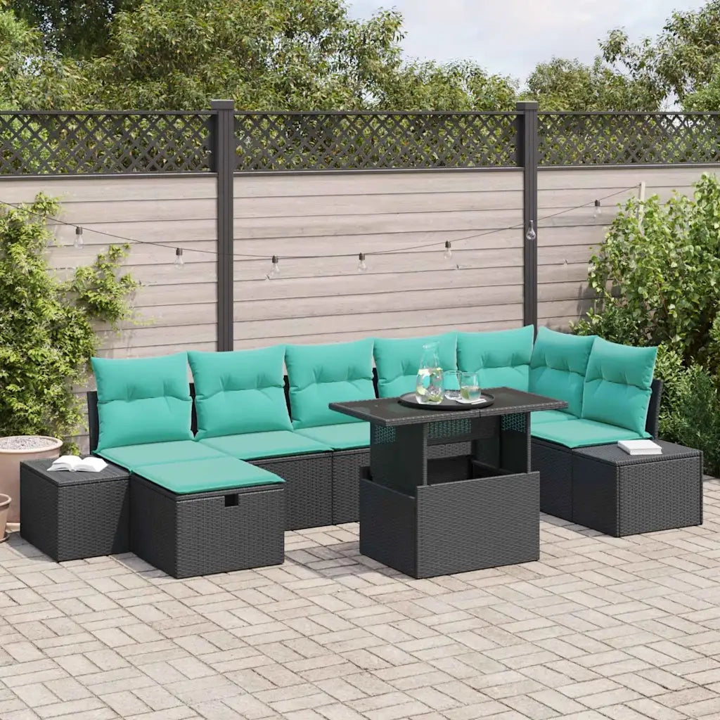 Set Divano da Giardino 8 pz Nero polyrattan 3361225