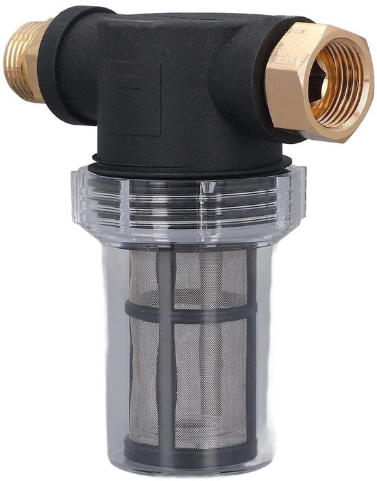Filtro Acqua Resistente ai Colpi - Protezione dei Componenti - Filtraggio Sedimento/Rifiuti - 3/4 Pollici - Connesso alla Valvola di Riscaldamento - Per Pompa ad Alta Pressione - Filtro per Tubo Idraulico Esterno