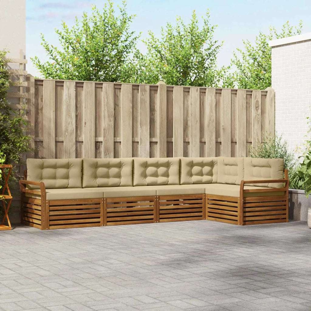 Set di divani da esterno con cuscino 5 pcs Naturale e Beige 3373463