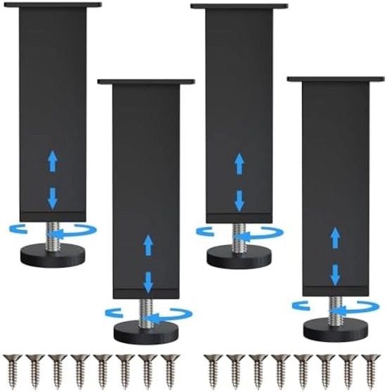 Set di 4 gambe regolabili per mobili - Gambe in design nero per mobili