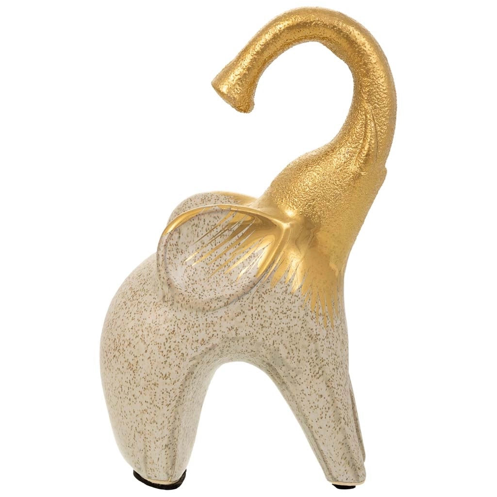 Elefante decoro ceramica dorata 12,5x7,5x20h