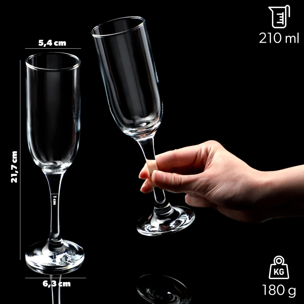 Set di 6 bicchieri da champagne/prosecco KADAX da 210 ml