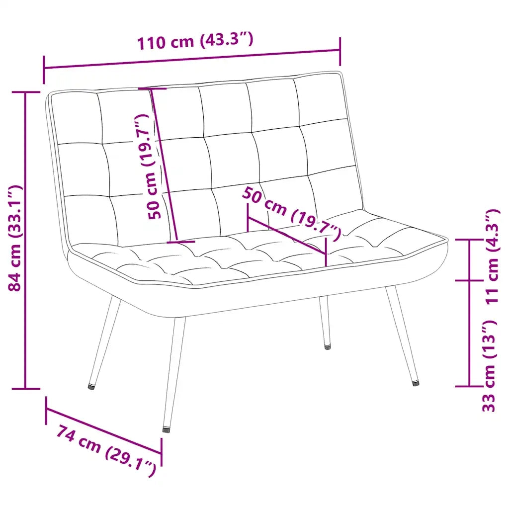 Panca Nera 110x74x84 cm in Velluto 4012342