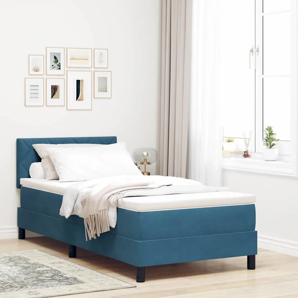Letto a Sorgente LED con led Blu Scuro 90 x 190 cm Velluto 3342690