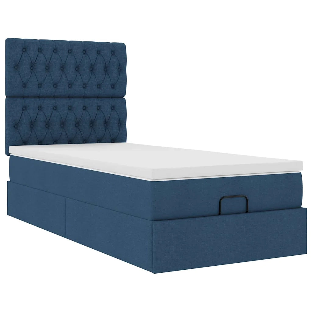 Pouf Letto con Materasso Blu 100x200 cm in Tessuto 3313222