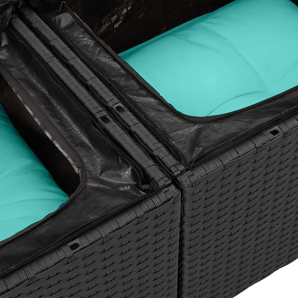 Set Divano da Giardino 9 pz Nero e turchese 3356646