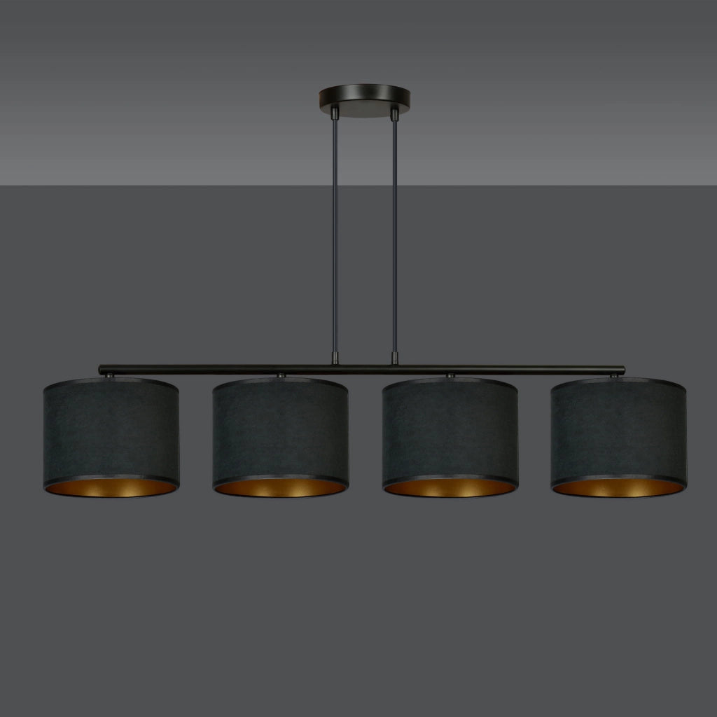 Lampadario Emibig Hilde 4 luci E27 nero/oro dimmerabile