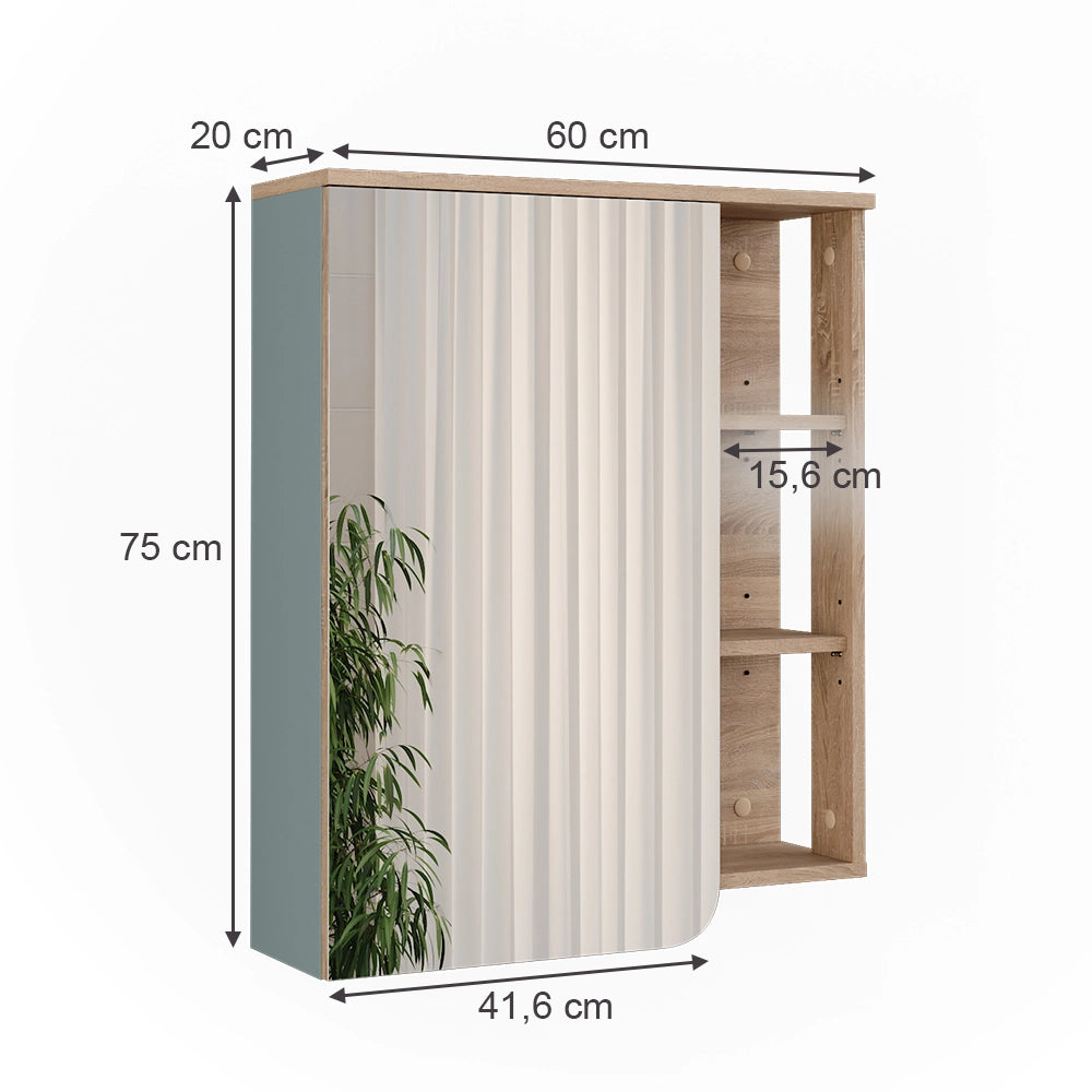 Vicco Mobile a specchio Sonoma/blu 60 x 75 cm