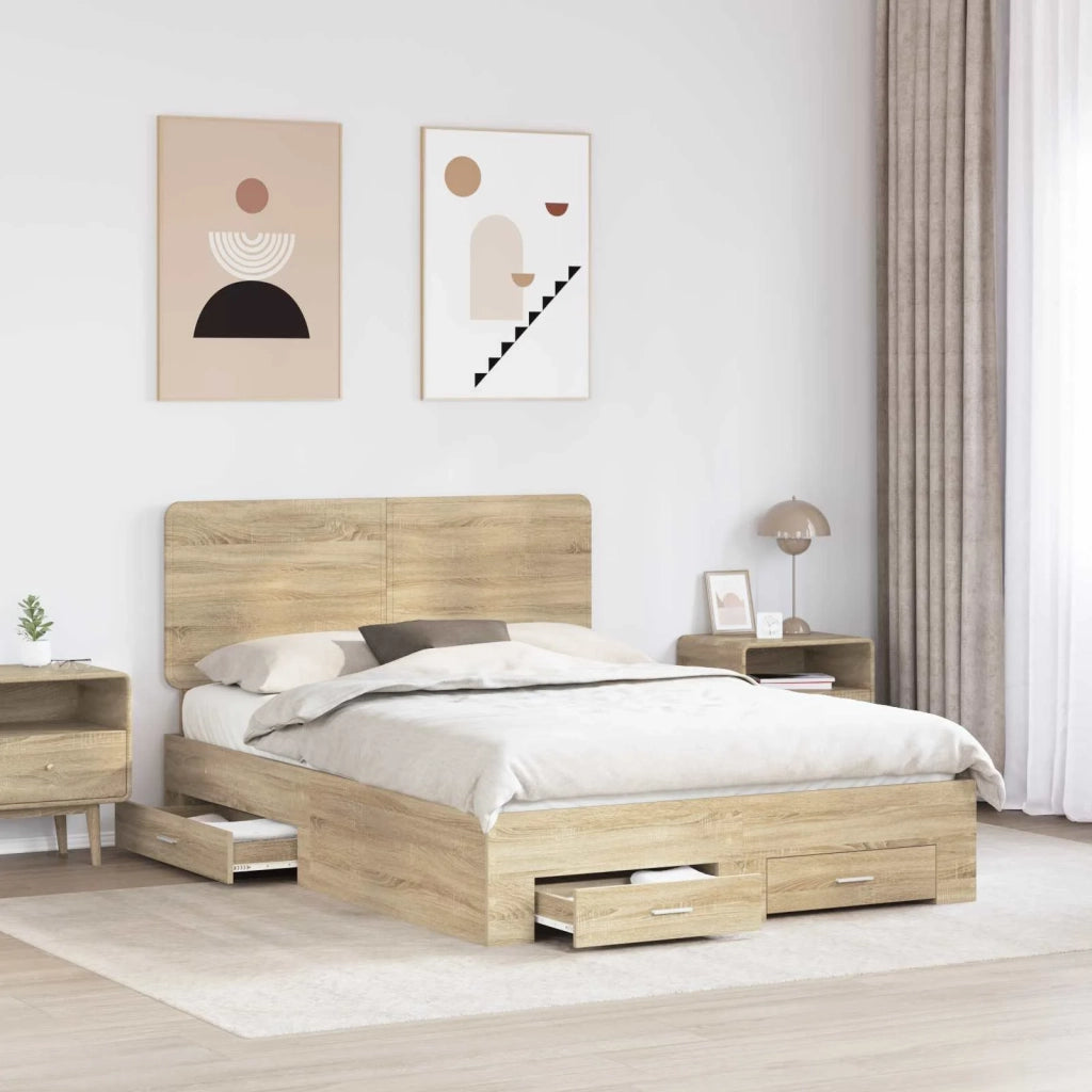 Struttura del letto con testiera-Giroletto con Testiera Rovere Sonoma 150 x 200 cm 991487