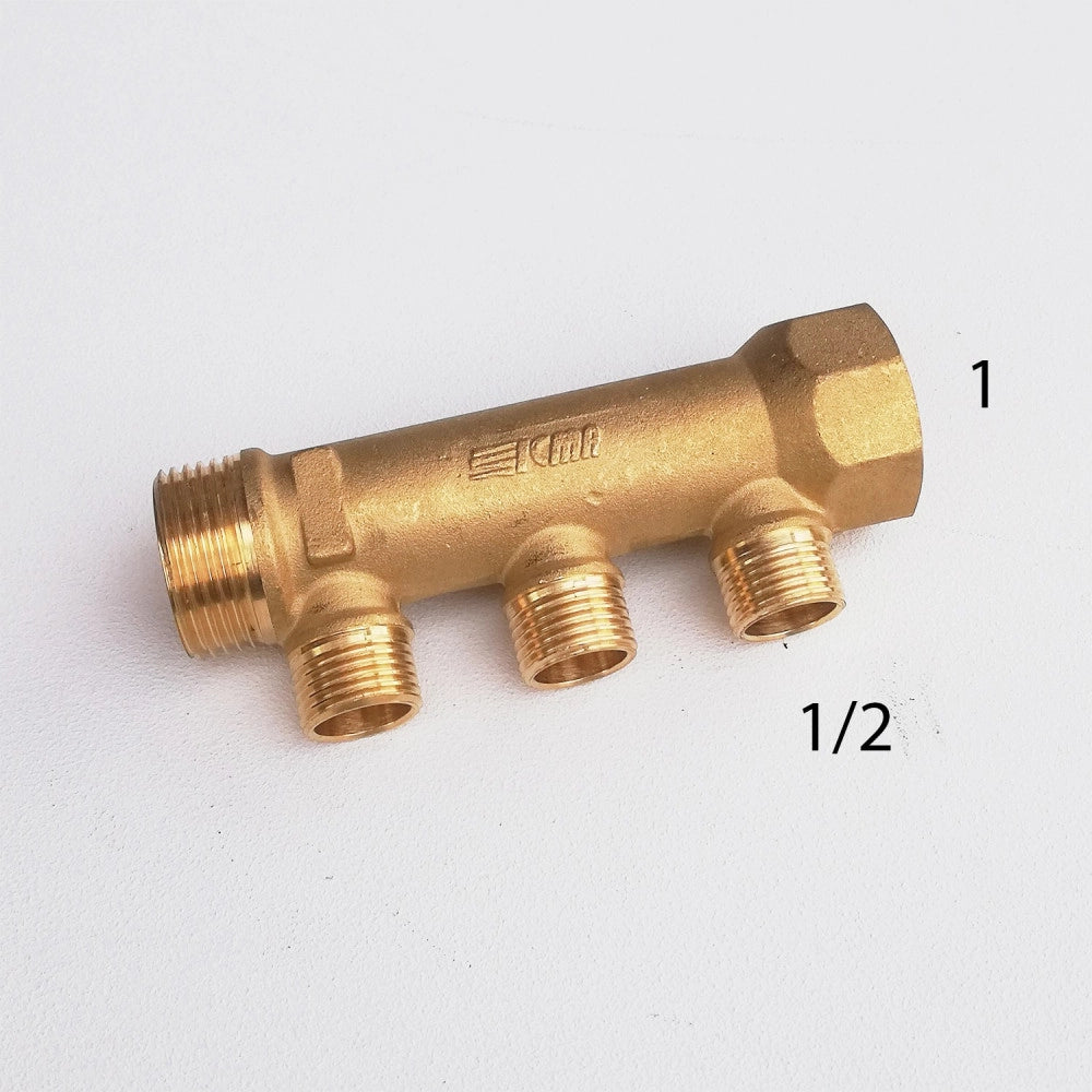 Collettore lineare da 1 - 16mm a 3 vie da 1/2 mf di ottone