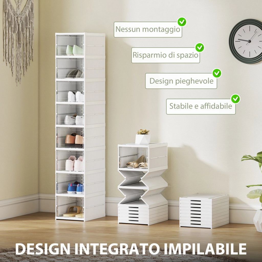 Scarpiera con 8 Contenitori Pieghevoli ¨C Minimal ¨C Bianco