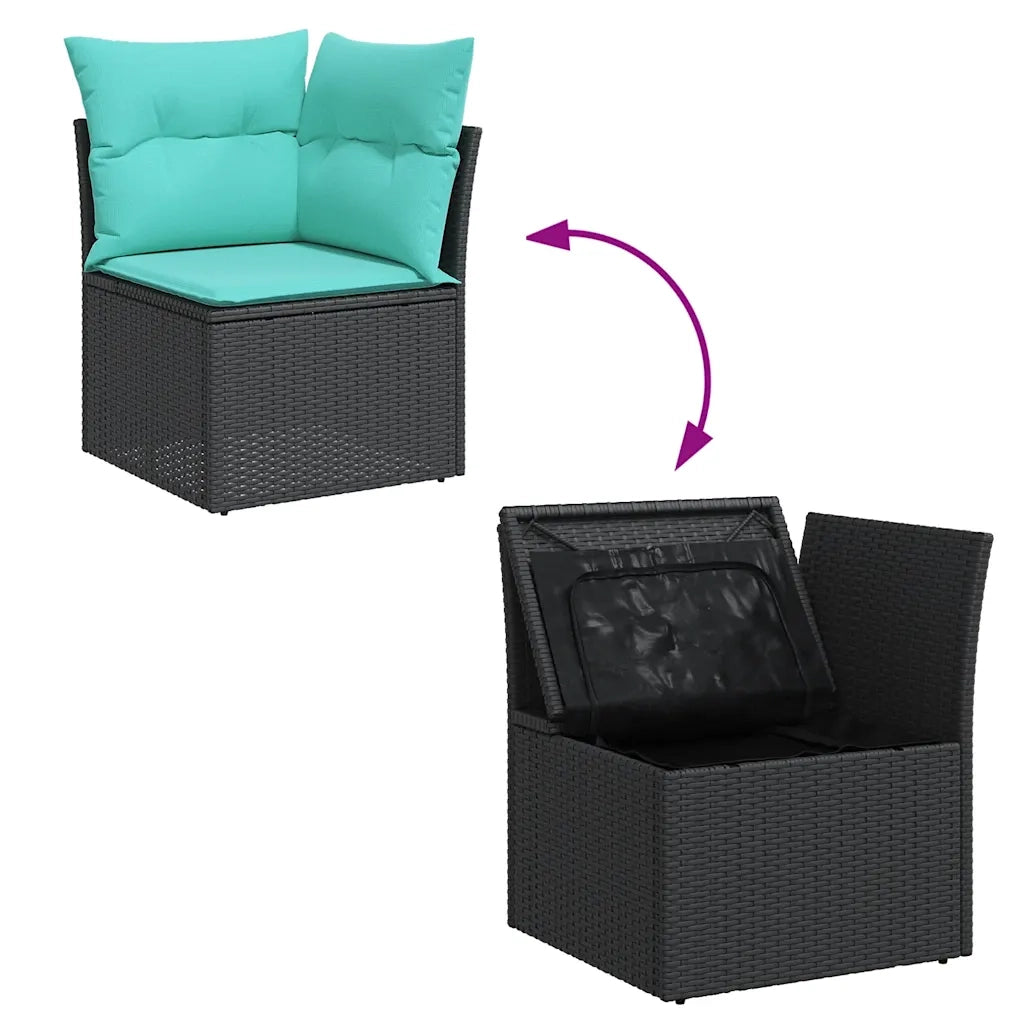 Set Divani da Giardino 13pz con Cuscini Nero in Polyrattan 3256722