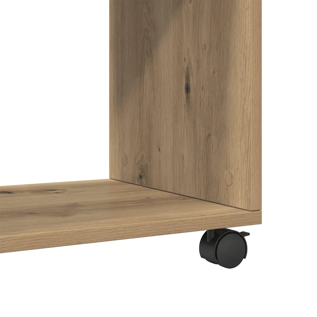 Tavolino | Tavolo laterale con Ruote Rovere Artigianale 70x35x60 cm in Truciolato